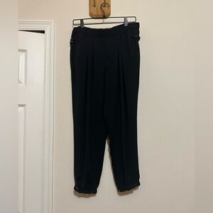 Helmut Lang Black Cropped Joggers Pull On Sz 6 Snap Button Capsule Wardrobe